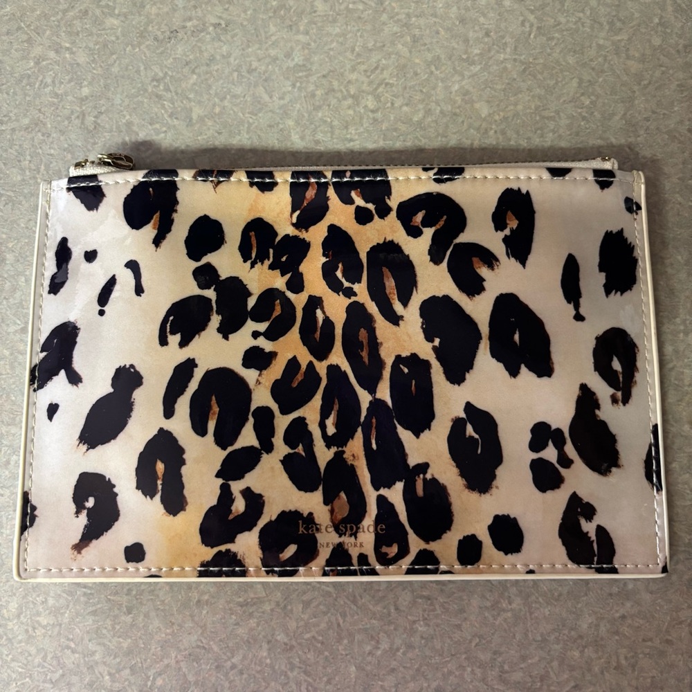 NEW Kate Spade New York Animal Print Preppy Luxury Office Pencil Bag Pouch